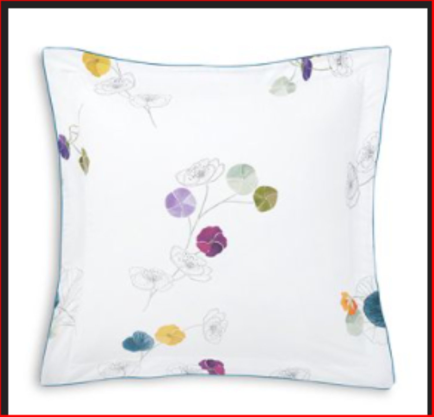 New Pair Yves Delorme Pavot Poppy 2 Euro Shams Floral Reversible 100