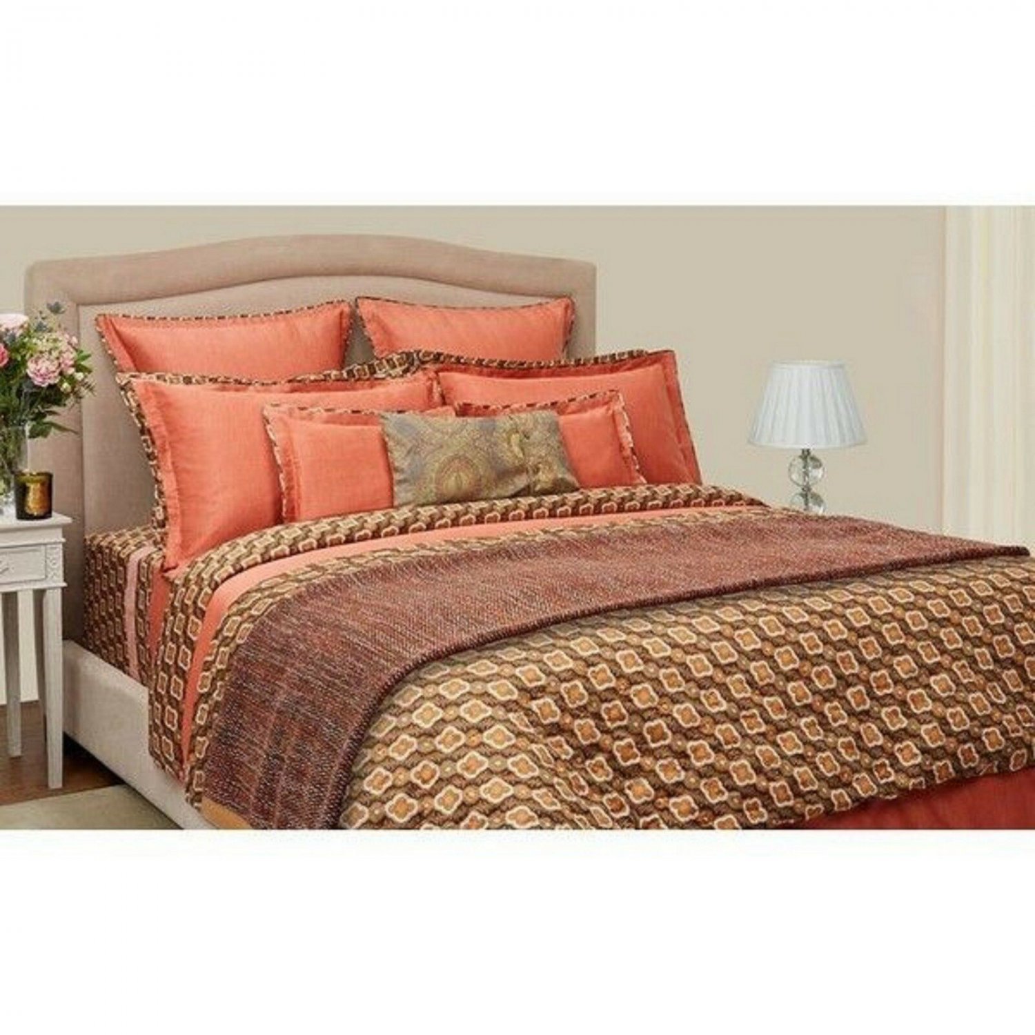 New 755 Yves Delorme Galant Queen Duvet Cover Euro Shams 3PC Set Cotton Sateen Reversible