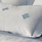 New Yves Delorme 2 Silence Standard Shams Cases Jacquard Ice Blue Medallions Silver Grey Sateen New Yves Delorme 2 Silence Standard Shams Cases Jacquard Ice Blue Medallions Silver Grey Sateen