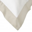 NEW $525 Yves Delorme Cocon Pierre White Queen Duvet Cover Stone Tan Khaki Border Cotton NEW $525 Yves Delorme Cocon Pierre White Queen Duvet Cover Stone Tan Khaki Border Cotton
