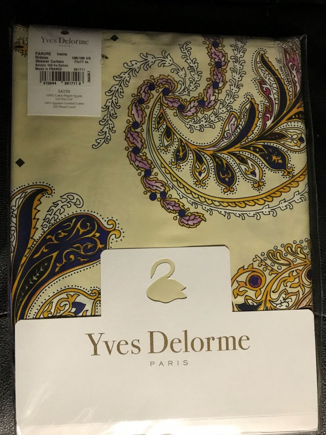 Yves Delorme Parure Ivorie Paisley Feather Multicolor Shower Curtain ...