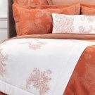 Yves Delorme Apparat Silk Counterpane Orange Paisley Embroidery Orange Eggshell White Blanket $850