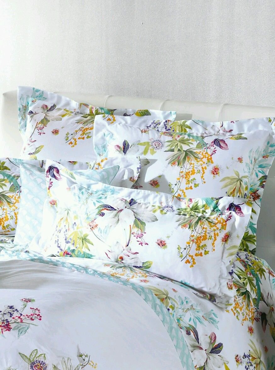 Yves Delorme Ailleurs 2 Euro Shams Pillowcases Floral Reversible Cotton ...