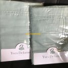 Yves Delorme 2 EURO Shams Triomphe Celadon Green Solid Cotton Sateen NEW Pair Yves Delorme 2 EURO Shams Triomphe Celadon Green Solid Cotton Sateen NEW Pair