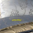 $460 New Yves Delorme Queen Flat Sheet 94x110" Calligraphie Baltic Blue Platine Gray Scrolls Sateen