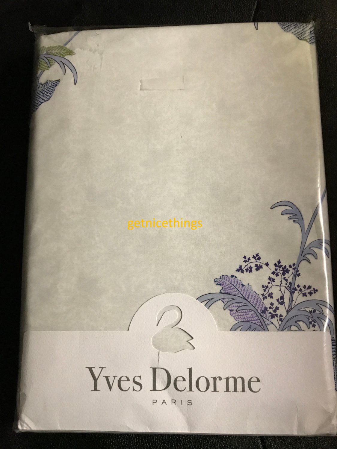 New Yves Delorme Plumes Floral Birds Queen Duvet Cover White Periwinkle Blue Egyptian Cotton