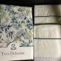 New Pair Yves Delorme White 2 Standard Pillowcases Marine Blue Piping Organic Cotton Percale NWT