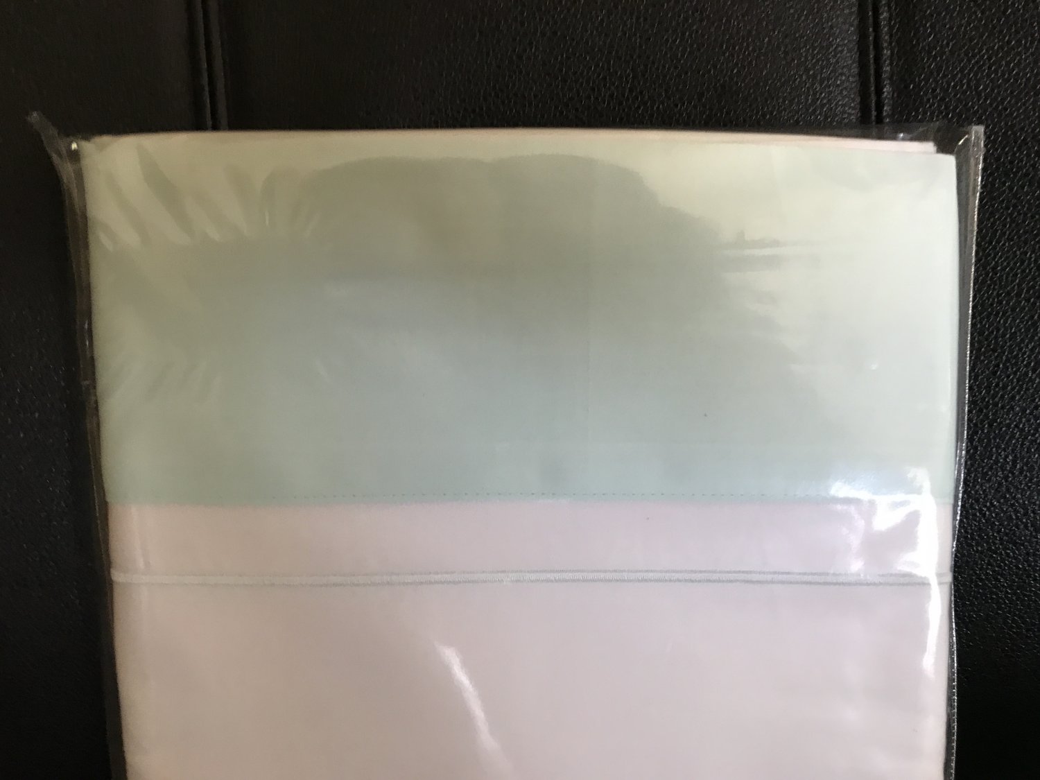 New Yves Delorme Queen Flat Sheet Lutece Aqua 100 Cotton Sateen White