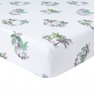 New Yves Delorme Mousson Cal KING Fitted Sheet 74x85 White Green Tropical Palms Toile France
