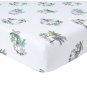 New Yves Delorme Mousson Cal KING Fitted Sheet 75x85 White Green Tropical Palms Toile France