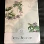 New Yves Delorme Mousson Cal KING Fitted Sheet 75x85 White Green Tropical Palms Toile France