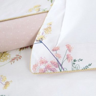 NWT Sham Pillowcase Herba Yves Delorme 12x17 Floral Stripes White Pink Multi Egyptian Cotton