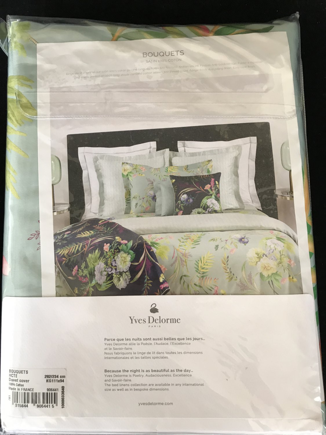 Yves Delorme Bouquets Floral Green Multi King Duvet Cover 100 Cotton