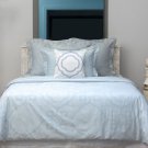 $650 New Queen Duvet Cover Yves Delorme Odyssee Ice Blue Damask Jacquard Cotton