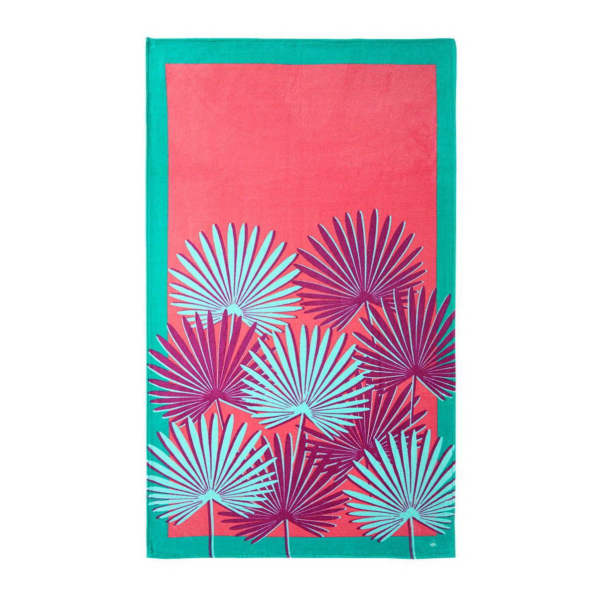 175 New Yves Delorme Beach Towel Velour Cotton Palmiers Tropical Motif