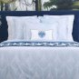 ONE New PALMES King Sham Case Yves Delorme Botanical Leaf Jacquard Reverses Solid Ice Blue France