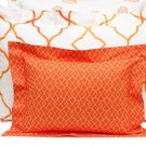 2 New Decorative Boudoir Shams Cases Yves Delorme Jali White Orange Coral Graphic France 2 New Decorative Boudoir Shams Cases Yves Delorme Jali White Orange Coral Graphic France