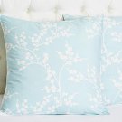 2 New Yves Delorme Euro Shams Cases Balade Celadon Green White Floral Polka Dots Reversible Cotton