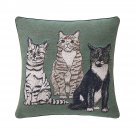 New Iosis Yves Delorme Decorative Pillow Cover Gangsters Adorable Cats Woven Tapestry NWT