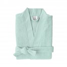 $195 NEW Yves Delorme Astree Bath Robe XL Celadon Green Waffle Weave Border 100% Terry Cotton