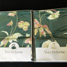 New Yves Delorme 2 Miami Shams Pillowcases 12x17 Floral Green Pink Graphics Reversible Sateen France