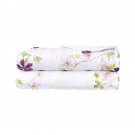 New Yves Delorme Clematis King 114"x98" Quilted Coverlet Bedspread White Purple Floral Cotton Sateen