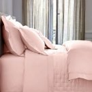 $305 New Yves Delorme Queen Flat Sheet Pink Triomphe Blush 94x116" Sateen France