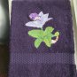 1 New Yves Delorme Tijuca Orchid Guest Towel Terry Cotton Modal Blend Orchid Embroidery