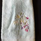 2 NEW Yves Delorme Glacé Cotton Modal Blue Green Guest Towels Wisteria Flowers Embroidery