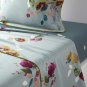 New Yves Delorme BATH TOWEL Eaux 28"x55" Floral Embroidery Organic Cotton Modal