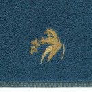 New Olivier Desforges Yves Delorme Teal Guest Towel Paradiso Gold Palm Embroidery Organic Cotton