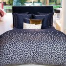 New Yves Delorme 3PC Set Nuit Blanche Queen Duvet Cover Floral Graphics Solid Shams France