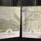 New Yves Delorme Palmea 2 Standard Shams Cases Sage Damask Palm Reverse Solid Sateen France