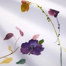 New Yves Delorme Saito King Flat Sheet 114x116" Floral Butterflies White Purple Organic France
