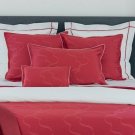 $375 New Yves Delorme Penelope Queen Flat Sheet 94x116" Jacquard Ribbon Swirls Red Sateen France $375 New Yves Delorme Penelope Queen Flat Sheet 94x116" Jacquard Ribbon Swirls Red Sateen France