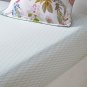 New Yves Delorme Flores Queen Fitted Sheet White Green Graphic 18" Deep Pocket Organic Sateen France