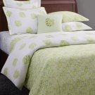 New Yves Delorme Etrevert 5PC 94x87' F/QN Duvet Cover Shams Set White Green Floral Reversible France