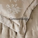 New Yves Delorme Boudoir Sham Aurore Pierre Floral Solid Tan Taupe Reversible Organic Cotton France New Yves Delorme Boudoir Sham Aurore Pierre Floral Solid Tan Taupe Reversible Organic Cotton France