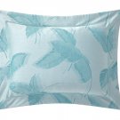 New Yves Delorme Sham Case LeCap Jacquard Foliage Reverse Aqua Green Blue Organic Sateen France New Yves Delorme Sham Case LeCap Jacquard Foliage Reverse Aqua Green Blue Organic Sateen France