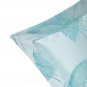 New Yves Delorme Sham Case LeCap Jacquard Foliage Reverse Aqua Green Blue Organic Sateen France