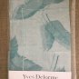 New Yves Delorme Sham Case LeCap Jacquard Foliage Reverse Aqua Green Blue Organic Sateen France