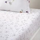 New Yves Delorme Saito Fitted Sheet Graphic Petals White Purple Organic Cotton France