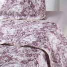 $595 New Yves Delorme King Duvet Cover 111x92" Pour Toujours Red White Tropical Toile Stripes