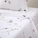New Yves Delorme Twin Flat Sheet Saito Floral Butterflies White Multicolor Organic Cotton France