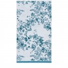 New Sylve Yves Delorme BATH Towel 28x55" White Teal 100% Organic Jacquard Cotton France
