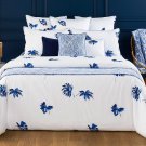 New Pair (2) Yves Delorme Florida King Shams Cases Blue White Reversible Cotton France