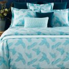 New Yves Delorme Sham Case 12x17" Le Cap Damask Leaf Feather Reverse Horizon Blue Green Solid France New Yves Delorme Sham Case 12x17" Le Cap Damask Leaf Feather Reverse Horizon Blue Green Solid France