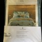 New Yves Delorme Eaux FULL FItted Sheet 55x79" White Petals Fjord Blue Organic Sateen France