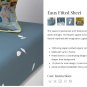 New Yves Delorme Eaux FULL FItted Sheet 55x79" White Petals Fjord Blue Organic Sateen France