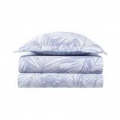 New Pair (2) Yves Delorme Abri Standard Shams Cases Blue White Tropical Palms Bamboo Cane France